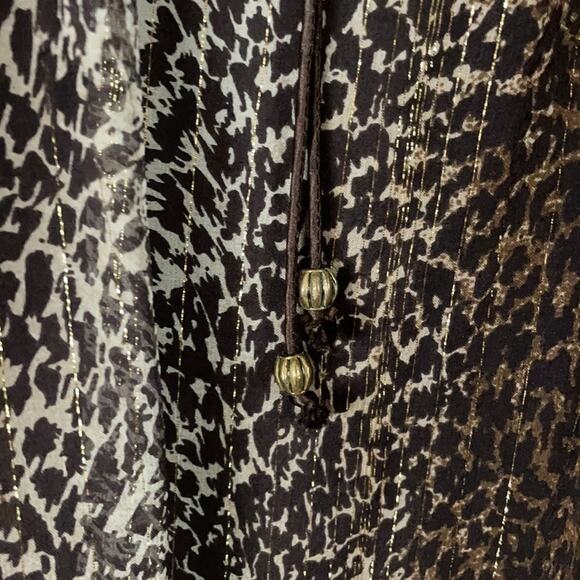 Nicole Miller Leopard Print Sheer Silk Chiffon Spaghetti Strap Dress SZ 6 - Picture 4 of 12
